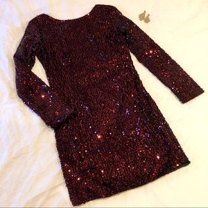 Long Sleeve Sequin Party Dress